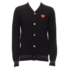 COMME DES GARCONS PLAY 2006 100% Wolle schwarze Herz-Logo-Strickjacke mit Logo M