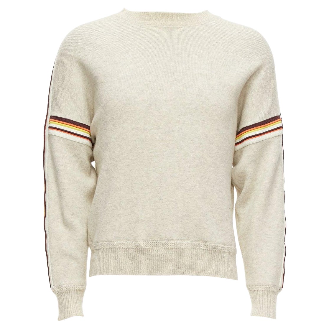 ISABEL MARANT Nelson grey melange cotton striped trim sweatshirt S For Sale