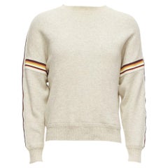 ISABEL MARANT Nelson grey melange cotton striped trim sweatshirt S