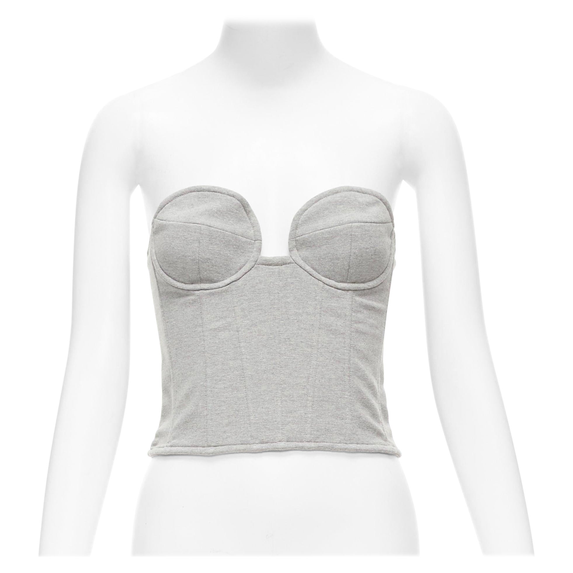 MAGDA BUTRYM 2022 grey cotton blend circular bra boned corset top FR34 XS For Sale