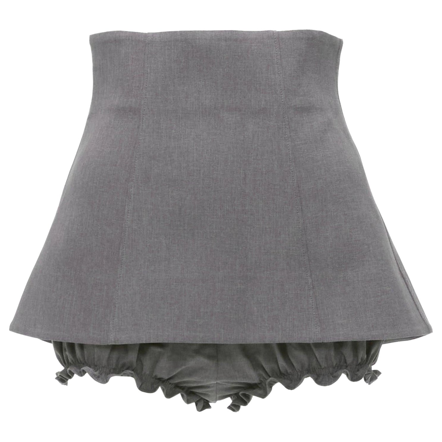 SHUSHU TONG grey ruffle skirt overlay high waisted layered shorts UK6 XS