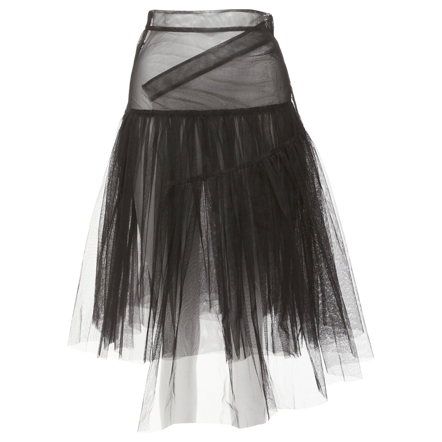 SHUSHU TONG black tulle asymmetric top high low hem A-line tutu skirt UK6 XS For Sale