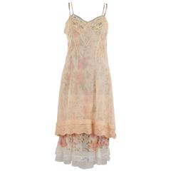 CHRISTIAN DIOR Silky Floral Layered CAMI DRESS w/ Lace Trim SIZE 6