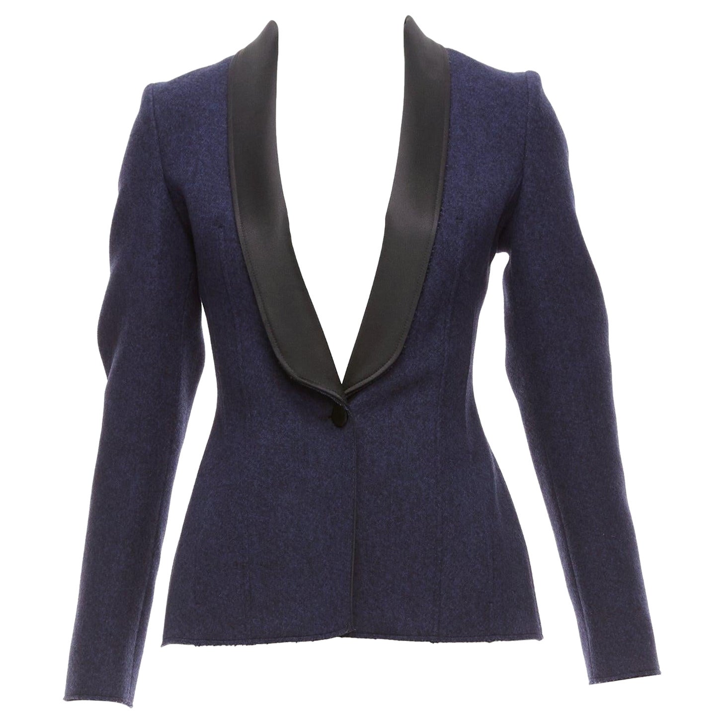 MAISON MARGIELA navy black wool blend satin collar tuxedo blazer FR36 S For Sale