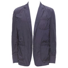 ST DUPONT blazer in nylon grigio antracite con cuciture argentate IT50 L.