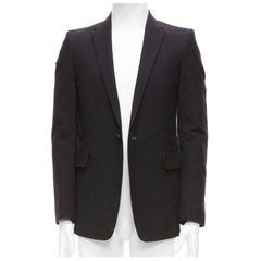 CAROL CHRISTIAN POELL black cotton virgin wool blend coated fabric blazer IT48 M