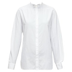 LANVIN white 100% cotton bow tie  collar plain dress shirt EU37 XS