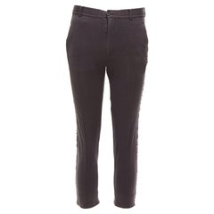 LANVIN pantalón cropped gris de algodón con ribete lavado en la cintura S