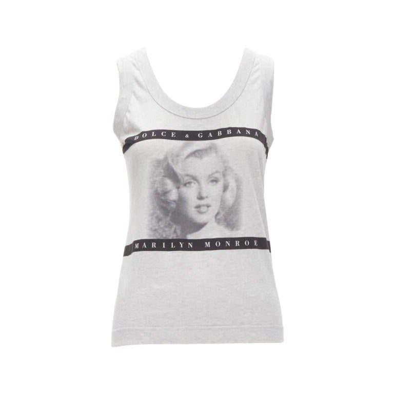 DOLCE GABBANA Vintage Marilyn Monroe Y2K print grey tank top IT38 XS For Sale