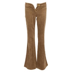 CHLOE pantalones acampanados de pana de algodón marrón y cintura baja FR34 XS