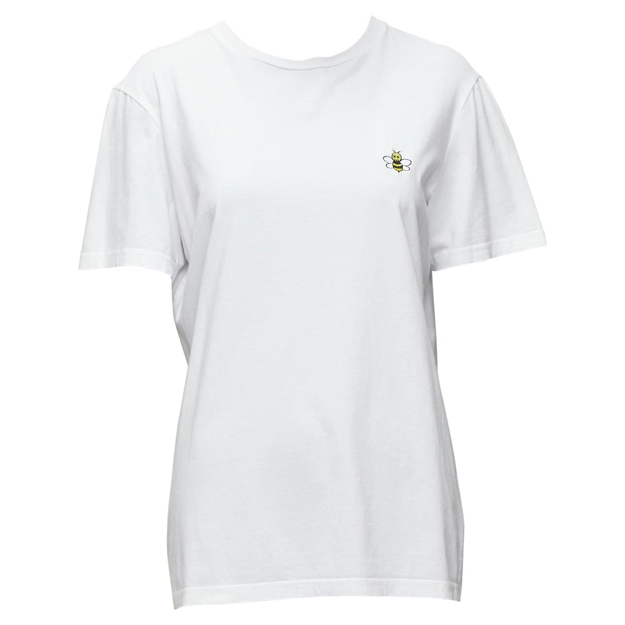 DIOR HOMME Kaws white yellow cross eye logo bee embroidery tshirt XS For Sale