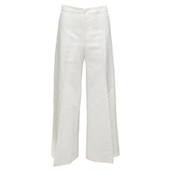 ISABEL MARANT Weiße Hose mit hoher Taille und weitem Bein aus Baumwoll-Leinen FR36 S