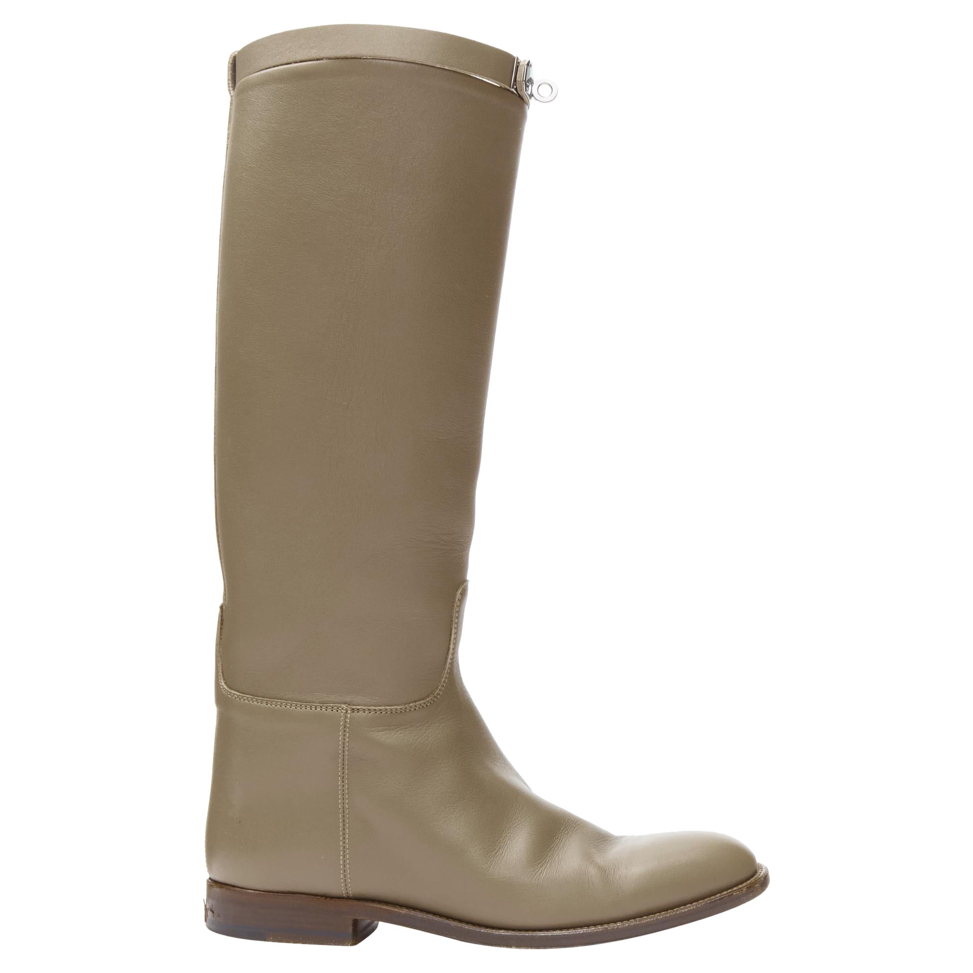 HERMES Kelly Jumping taupe brown PHW buckle riding boot EU37.5 For Sale