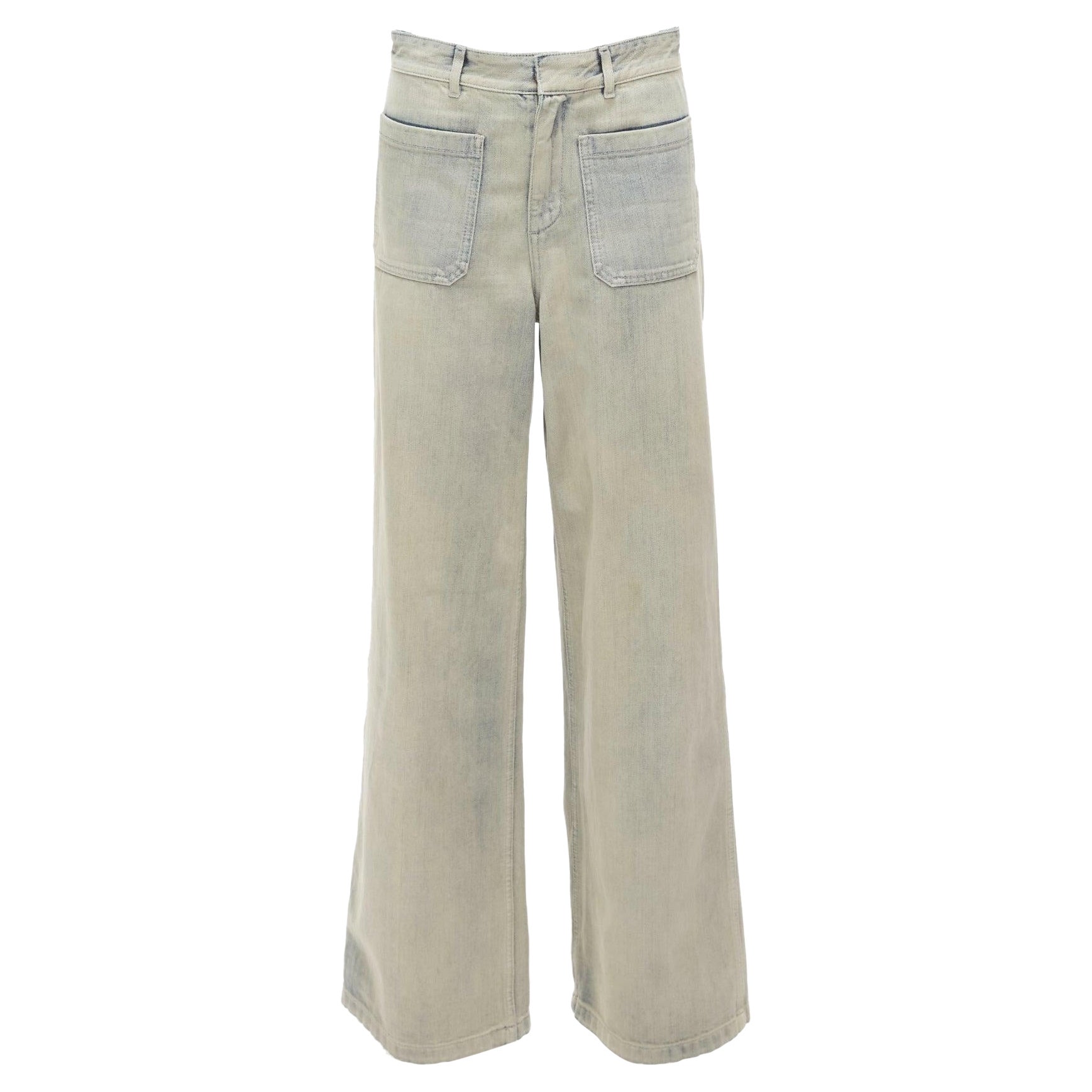 CHRISTIAN DIOR stone blue washed denim wide legs boyfriend jeans For Sale
