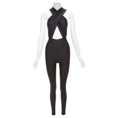 THE ANDAMANE Hola black stretchy cross front halter jumpsuit S