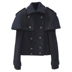 Used Chanel CC Buttons Black Tweed Jacket