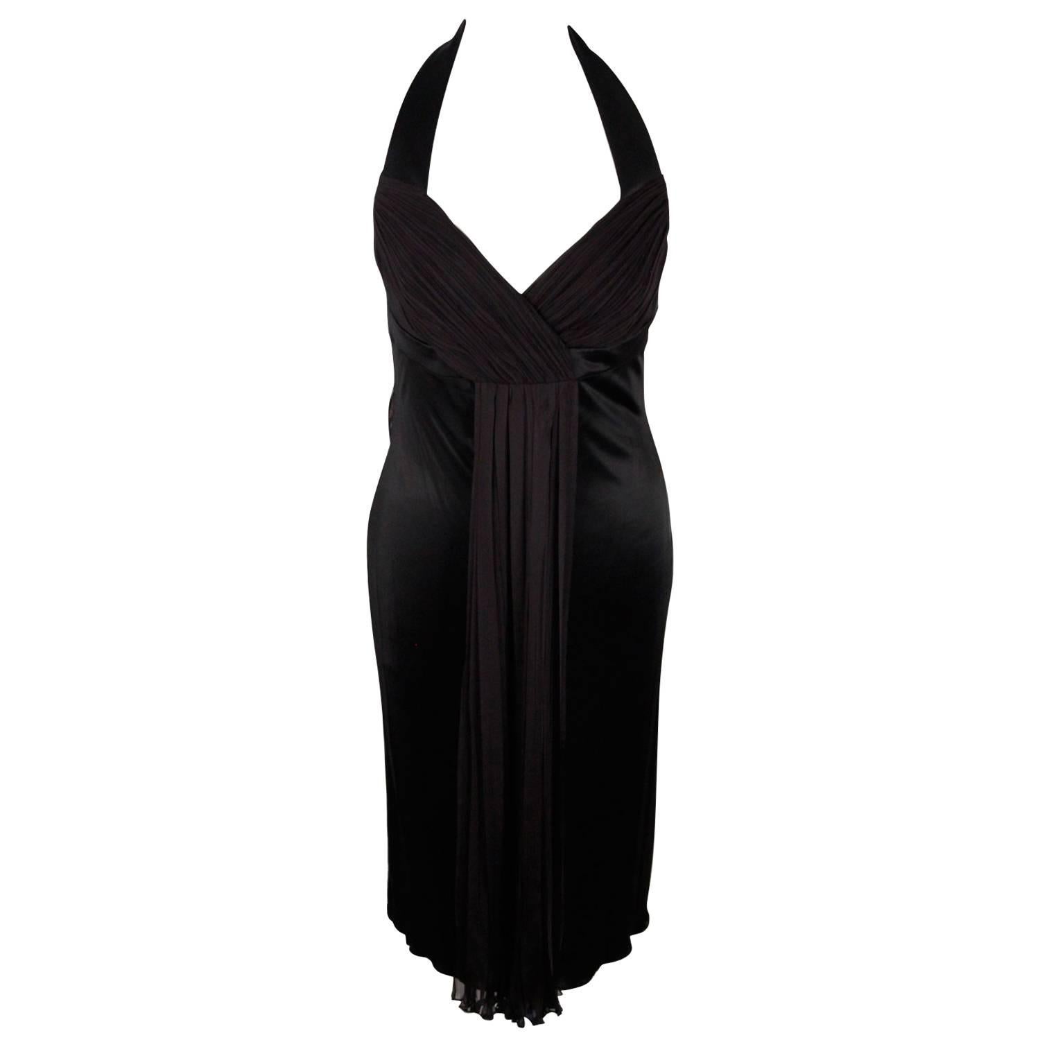 VERSACE Black Jersey HALTERNECK DRESS Size 42