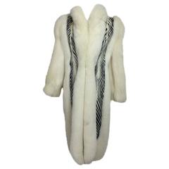 Aladino Stefani arctic fox and sheared black and white mink full length coat 1