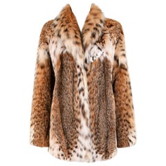 GENUINE BOBCAT Spotted Fur Large Collar Statement Stroller Coat Jacket