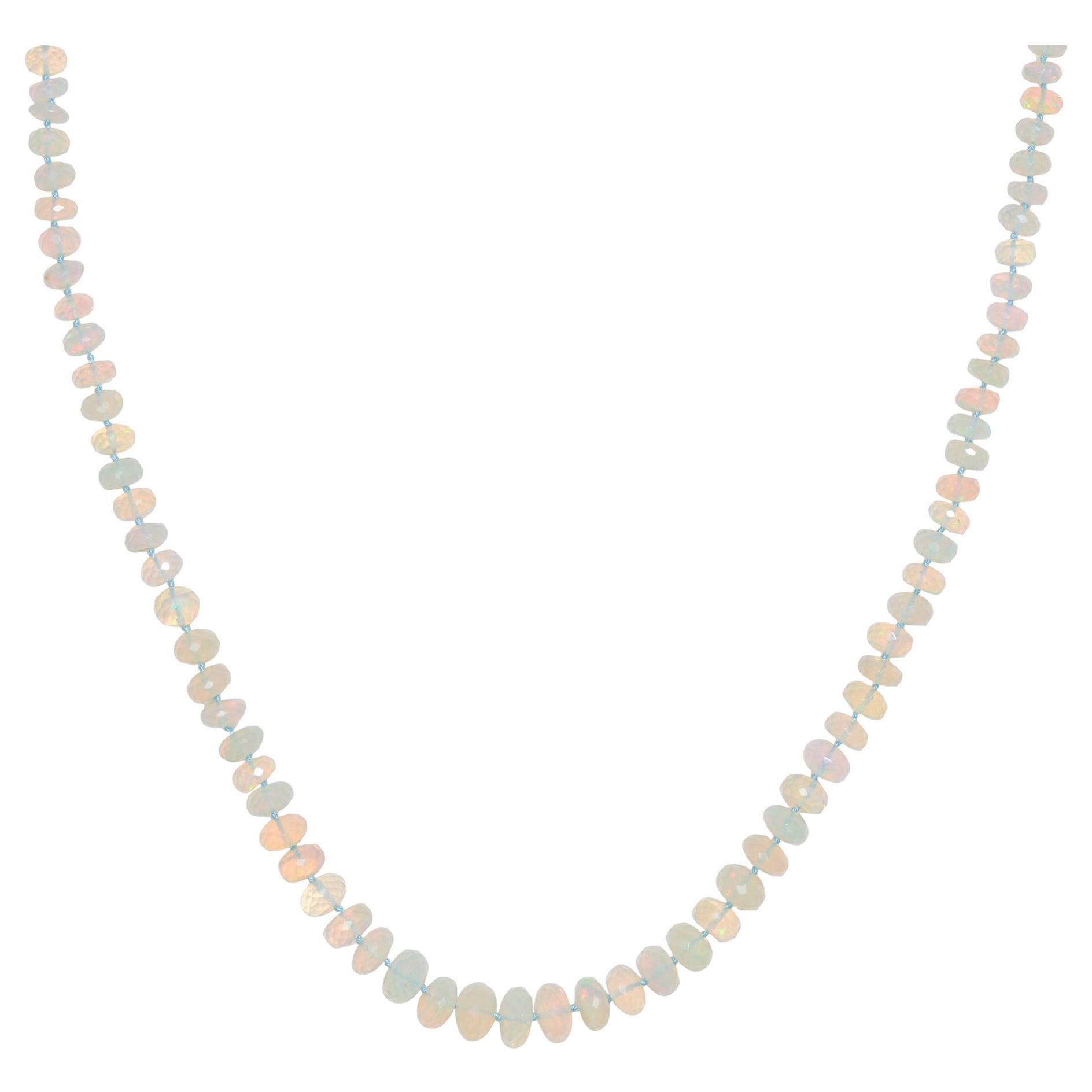 Sparkling 70 Carat Ethiopian Welo Opal Candy Necklace in 14K Solid Gold For Sale