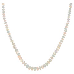 70 Carat Ethiopian Fire Opal Rainbow Necklace in 14K Solid Gold