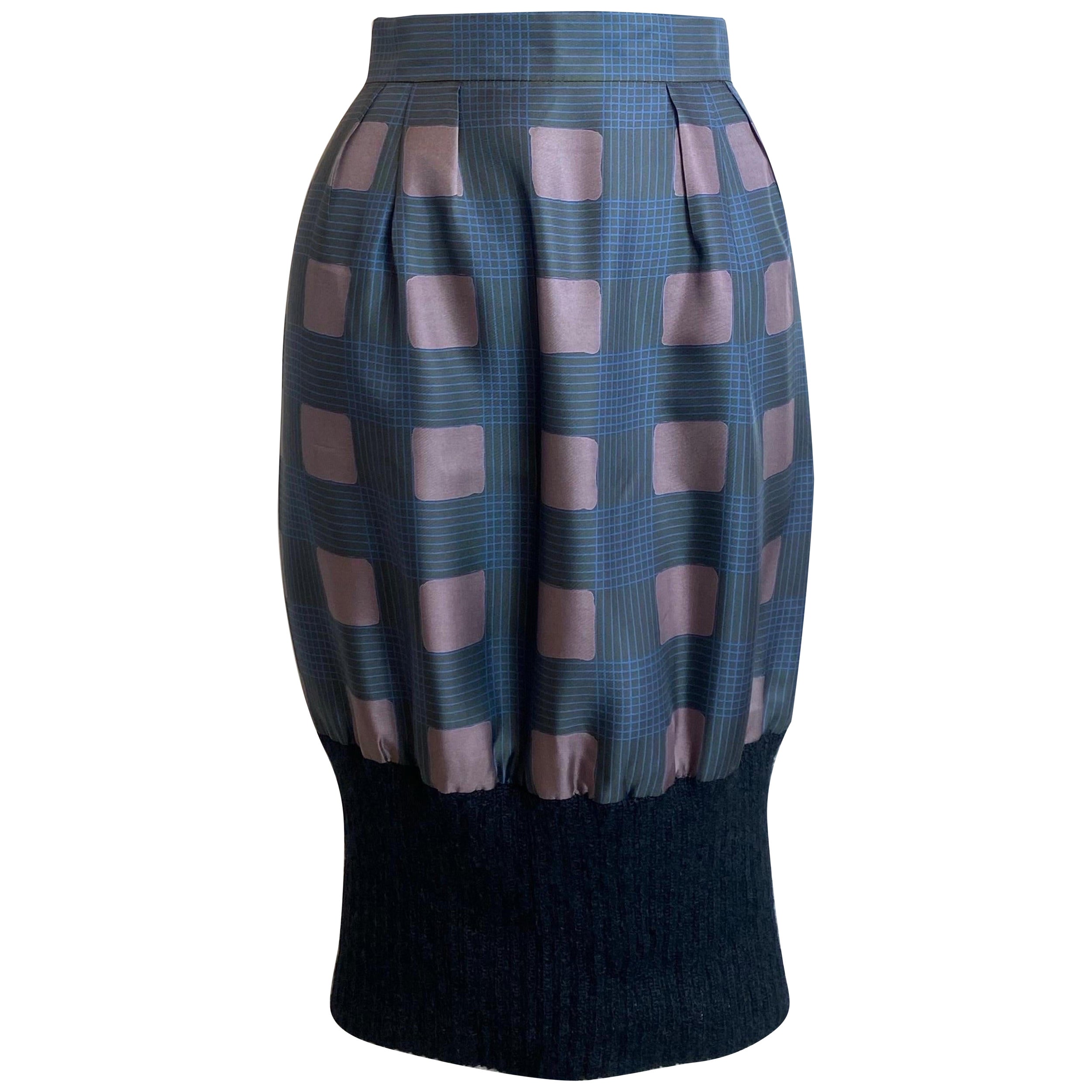 Dries Van Noten gray silk and wool pencil Skirt For Sale