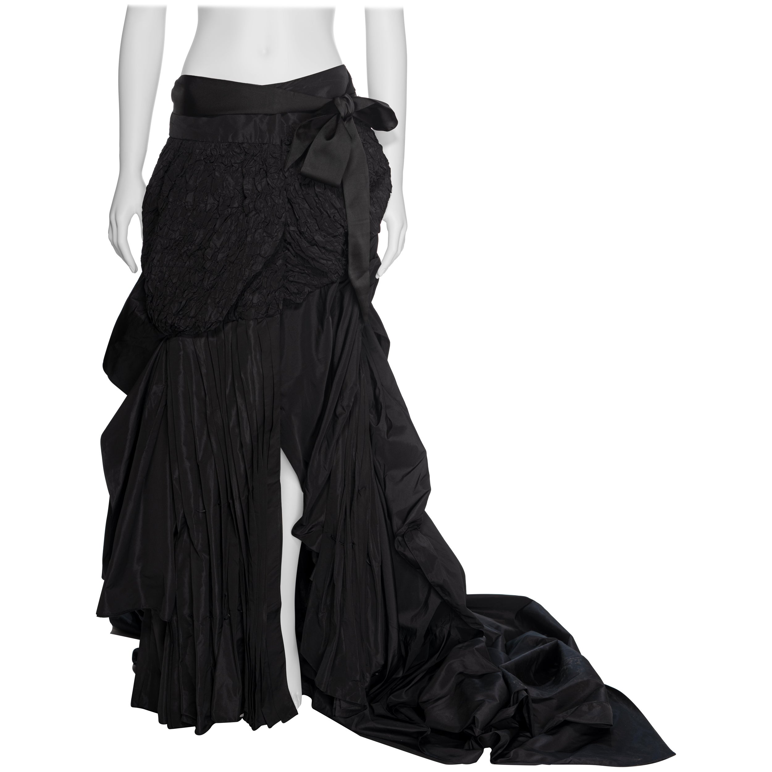 Yves Saint Laurent by Tom Ford Black Silk Taffeta Trained Evening Skirt, FW 2001 For Sale