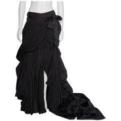 Yves Saint Laurent by Tom Ford Black Silk Taffeta Trained Evening Skirt, FW 2001