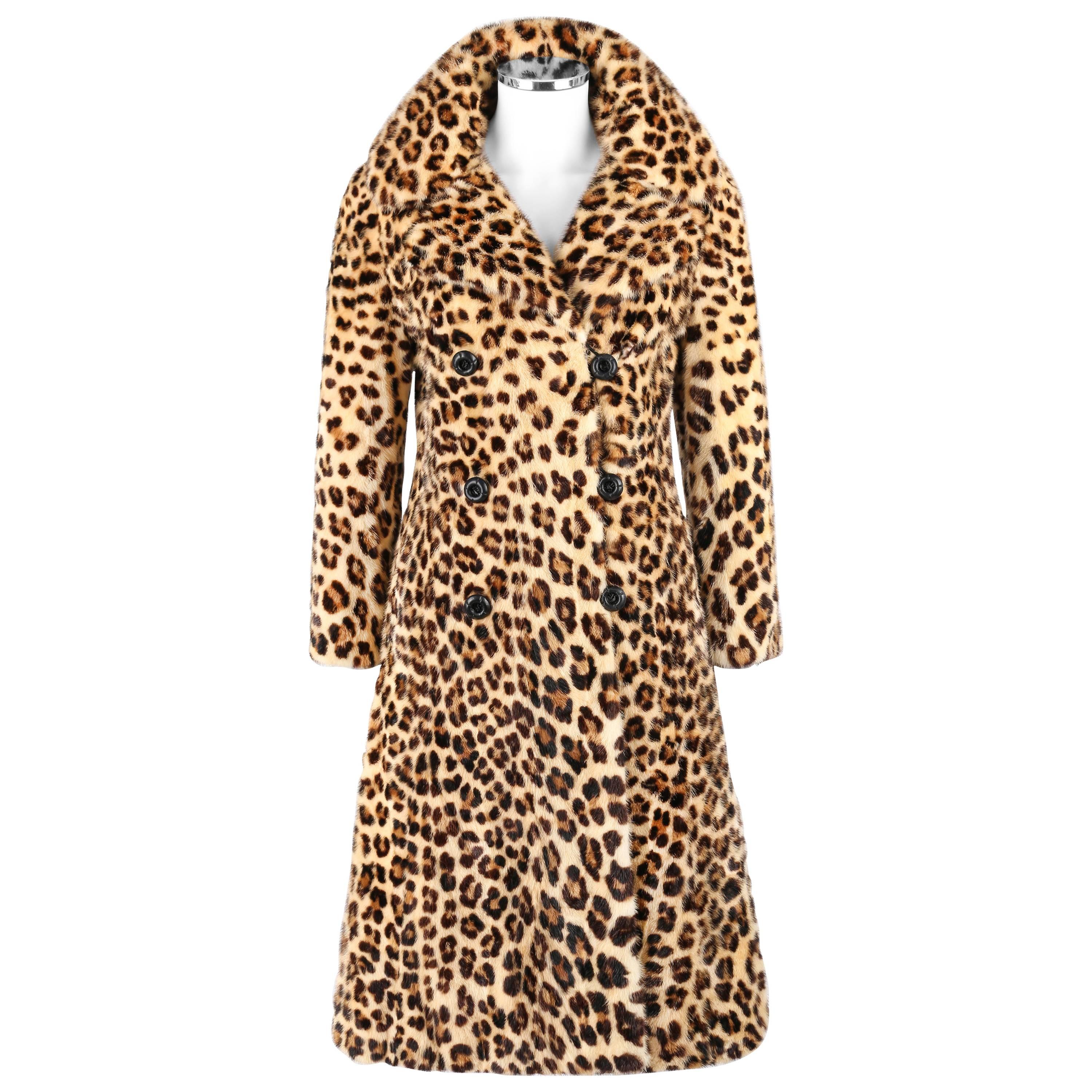 FURS BY WILIBEL Genuine Mink With Leopard Animal Print Princess Coat Jacket