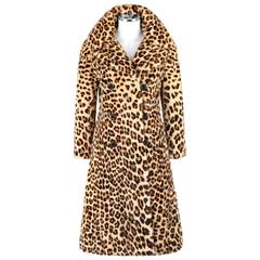 Retro FURS BY WILIBEL Genuine Mink With Leopard Animal Print Princess Coat Jacket