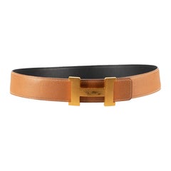 Used Hermès Tan Leather Brass ‚ÄôH‚Äô Buckle Belt