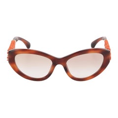 Chanel Havana Brown Tortoiseshell Cat Eye Sunglasses