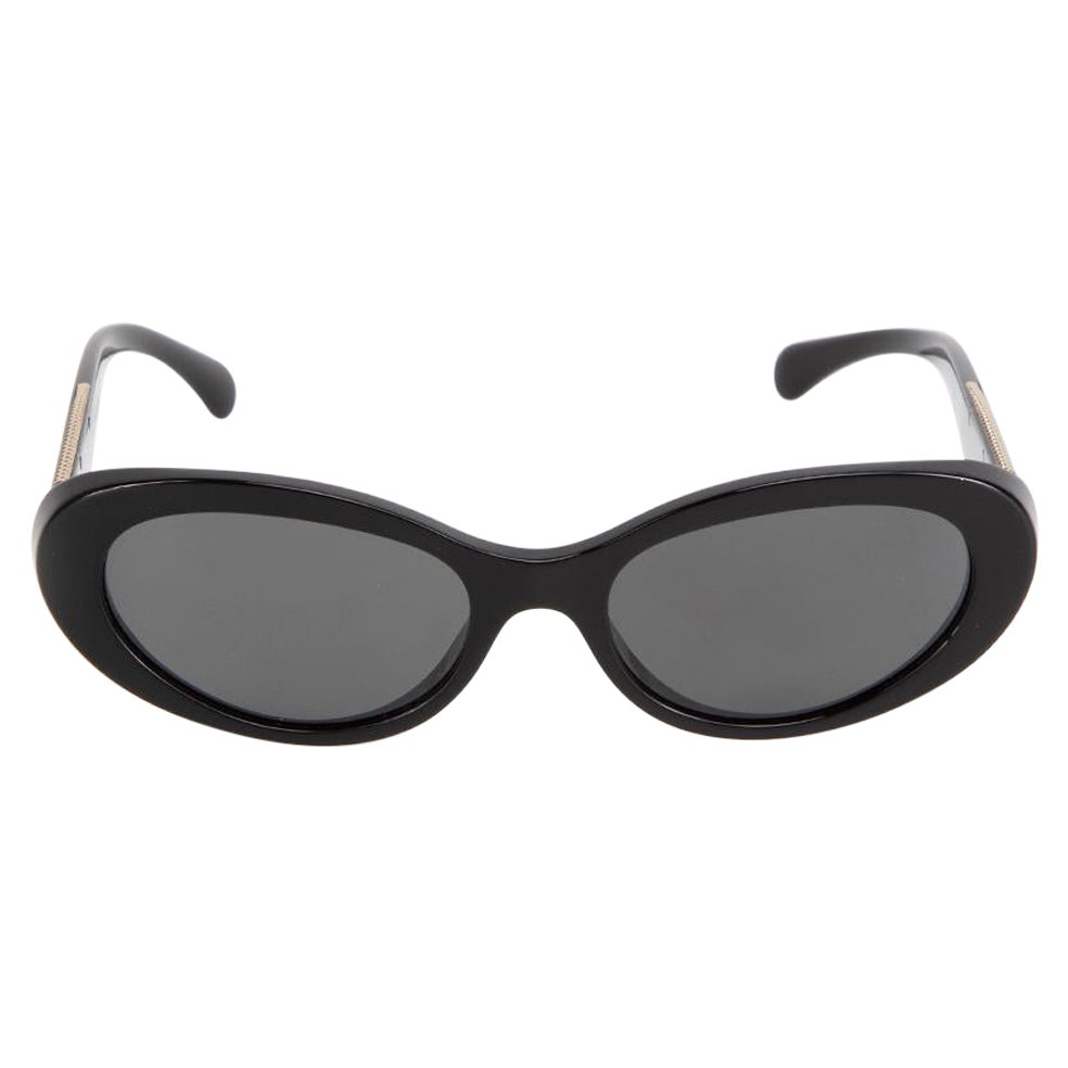 Chanel Black Oval Sunglasses For Sale