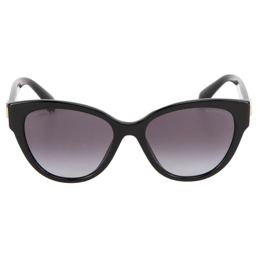 Chanel Black Butterfly Gradient Lens Sunglasses For Sale