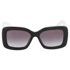Chanel Black & White Quilted Arms Square Sunglasses