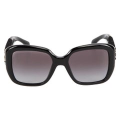 Chanel Black Square Tweed Arms Sunglasses