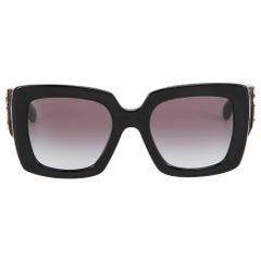 Chanel Black Square Leather Detail Arms Sunglasses
