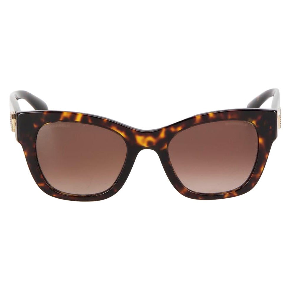Chanel Dark Tortoise Square Sunglasses For Sale
