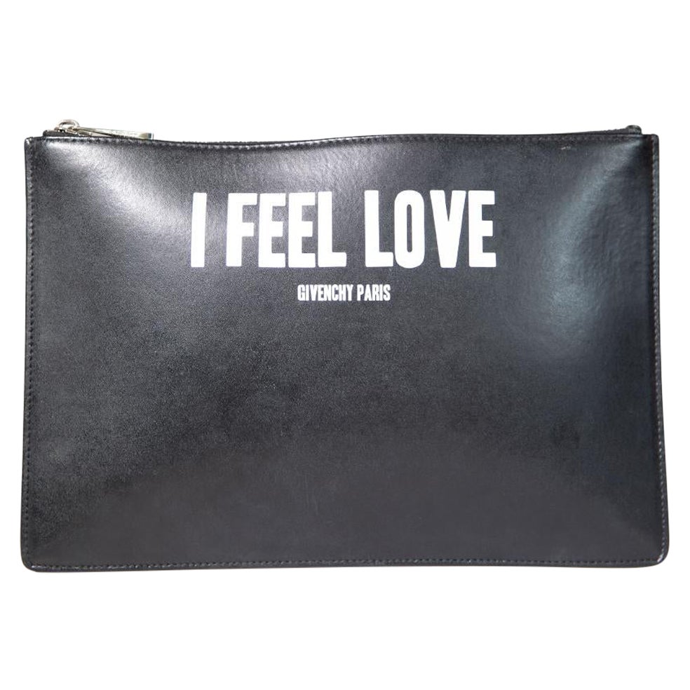 Givenchy Black Calfskin I Feel Love Clutch For Sale