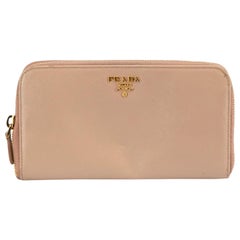 Used Prada Beige Saffiano Leather Zipped Wallet