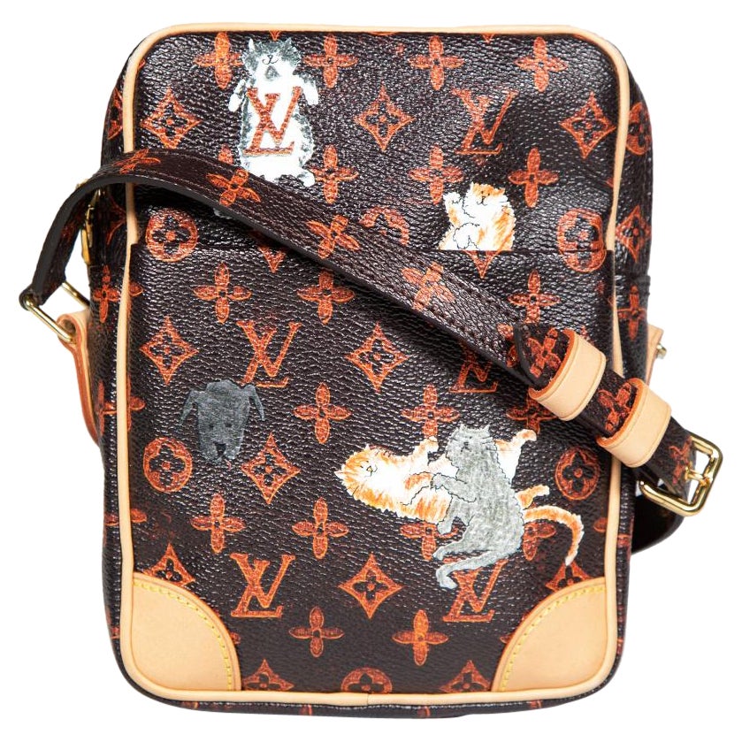 Louis Vuitton 2018 Brown Grace Coddington Catogram Paname MM Crossbody Bag For Sale