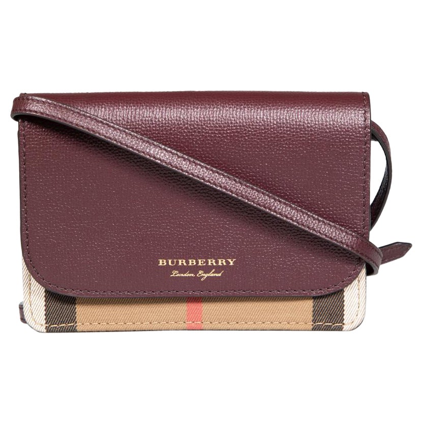 Burberry Leather Hampshire House Check Derby Bag For Sale