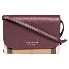 Used Burberry Leather Hampshire House Check Derby Bag