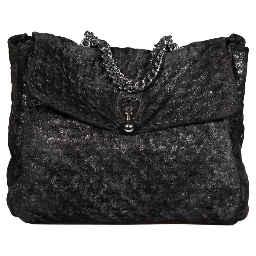 Ermanno Scervino Black Metallic Fabourg Quilted Bag For Sale