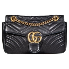 Gucci Black Leather Small GG Marmont Matelasse Shoulder Bag