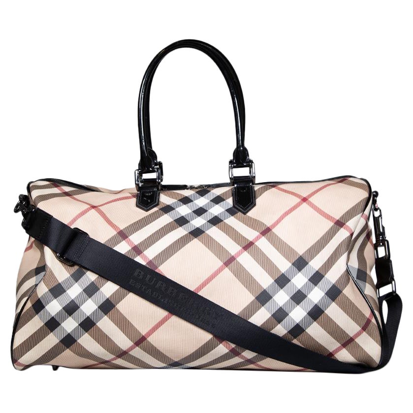 Burberry Beige Nova Check Duffle Bag For Sale