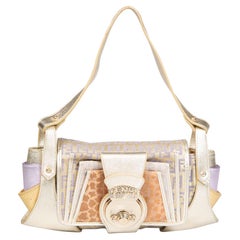Fendi Gold Leather FF Zucchino Shoulder Bag