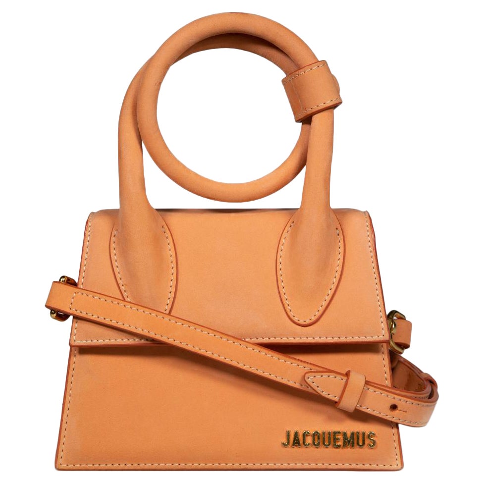 Jacquemus Orange Leather Le Chiquito Noeud Top Handle Bag For Sale