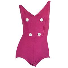 Documented 1953 Rudi Gernrich Pink Knit Bathing Suit 5