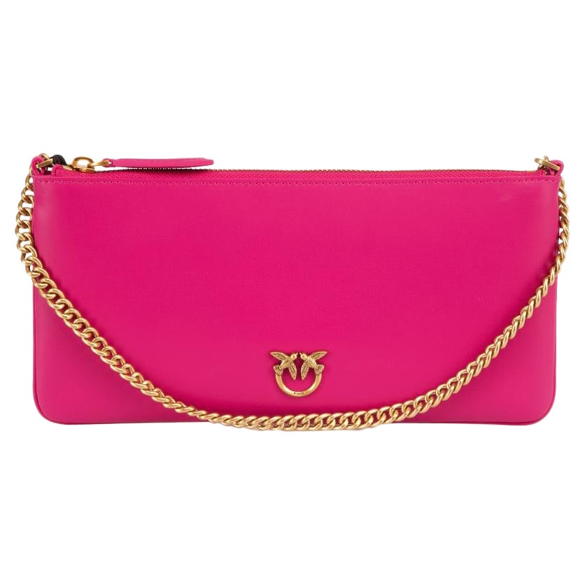 SS24 Pink Leather Horizontal Flat Shoulder Bag For Sale